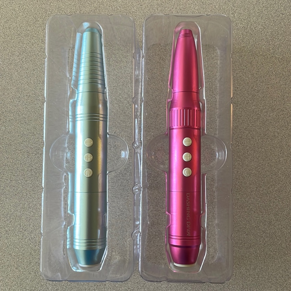 Blue & Pink Rechargeable Nail Drills with Accessories